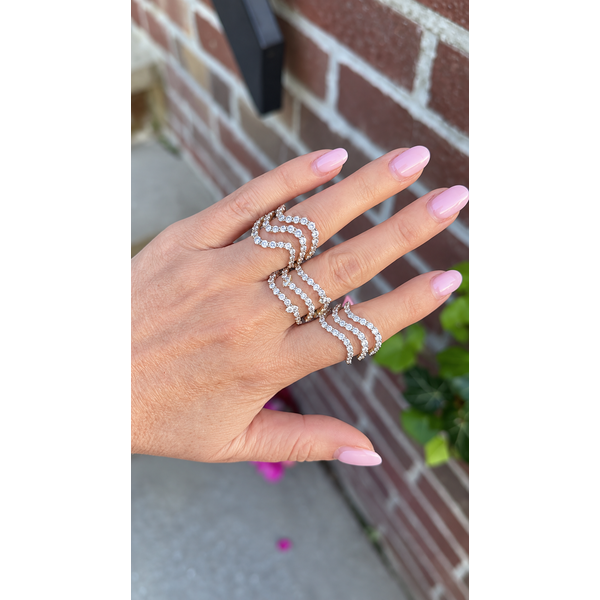 Triple Row Diamond Wave Ring Image 2 Mollys Jewelers Brooklyn, NY