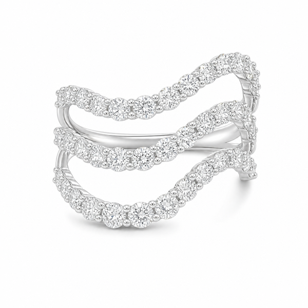 Triple Row Diamond Wave Ring Mollys Jewelers Brooklyn, NY