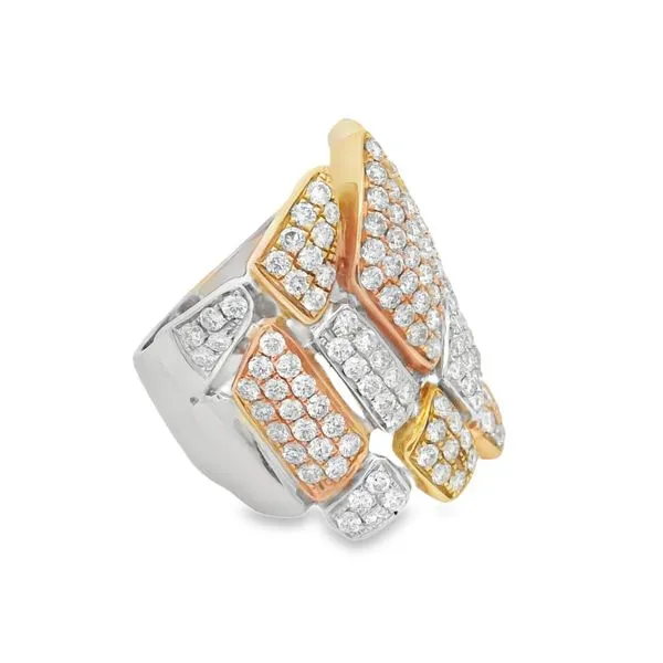 18K Tri-Color Gold Diamond Mosaic Ring – 2.20ct Image 2 Mollys Jewelers Brooklyn, NY