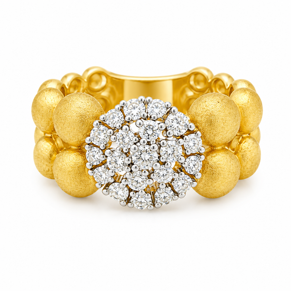 Bold Dappled Diamond Ring in Yellow Gold – Dapple Mollys Jewelers Brooklyn, NY
