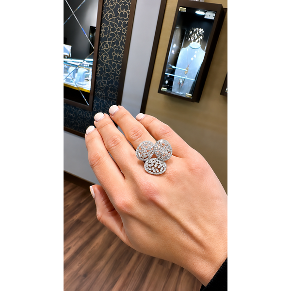 Diamond Trio Lace White Gold Statement Ring Image 2 Mollys Jewelers Brooklyn, NY
