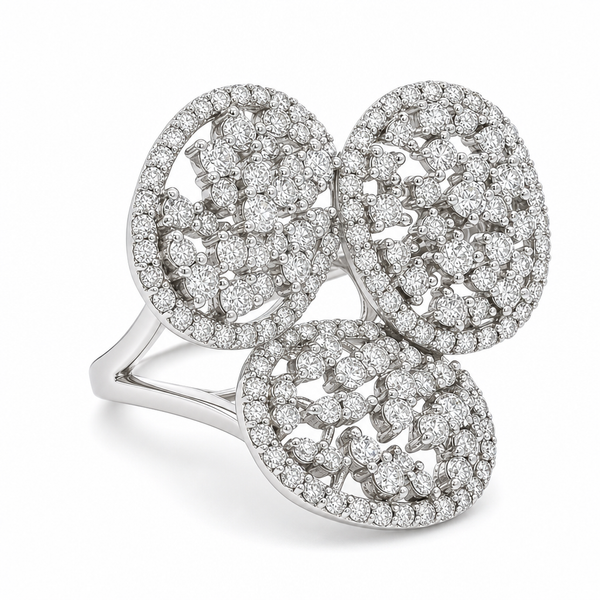 Diamond Trio Lace White Gold Statement Ring Mollys Jewelers Brooklyn, NY
