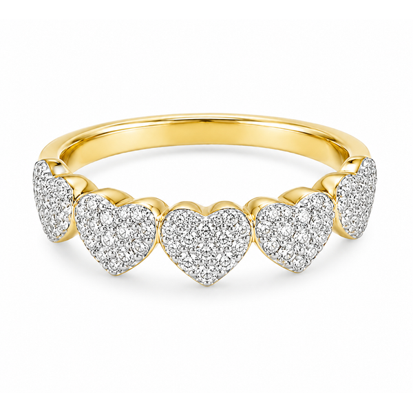 Yellow Gold Heart Diamond Ring – Romantic 0.40ct Band Mollys Jewelers Brooklyn, NY