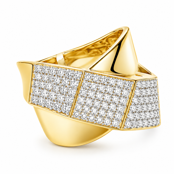 Yellow Gold Diamond Sculpted Ring (1.15ct) Mollys Jewelers Brooklyn, NY