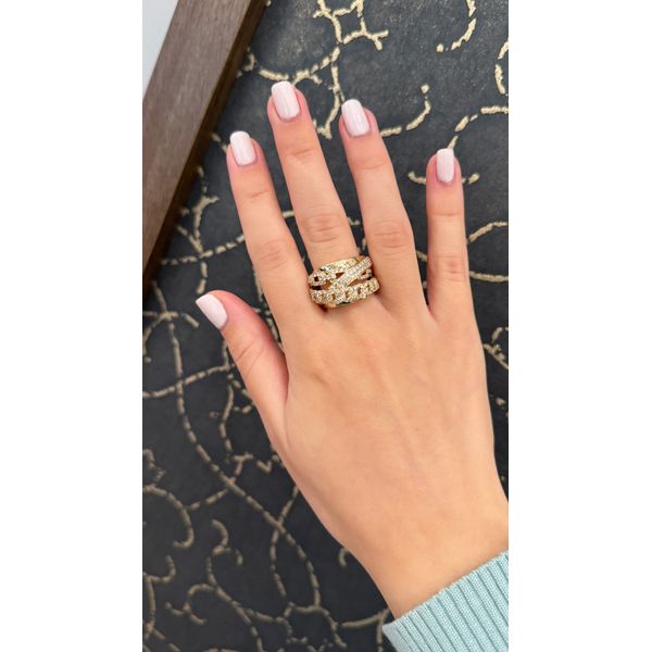 Wide Yellow Gold Diamond Band Ring (1.6ct) Image 2 Mollys Jewelers Brooklyn, NY