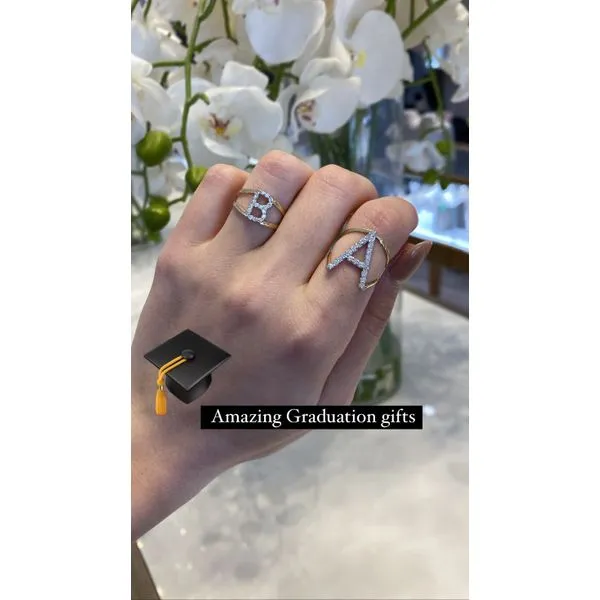 Large Initial Diamond Ring Mollys Jewelers Brooklyn, NY