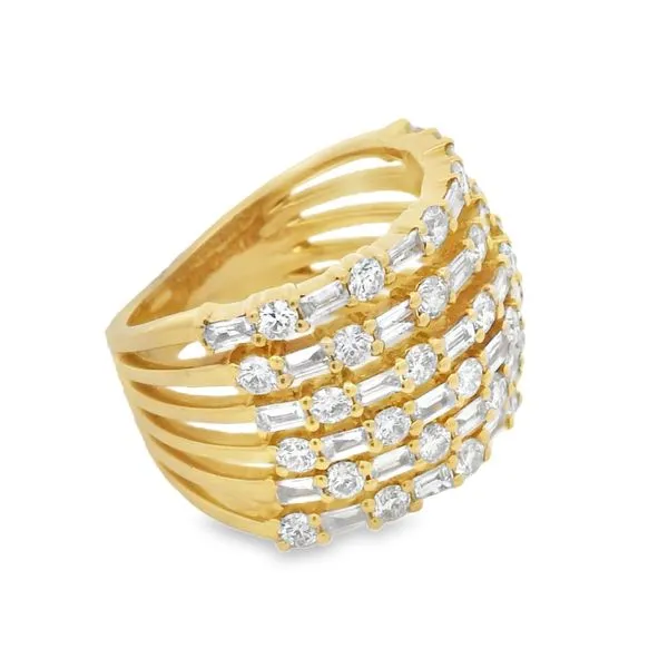 Lady’s 18K Yellow Gold Multi-Row Diamond Ring – 2.22 Carats Image 2 Mollys Jewelers Brooklyn, NY