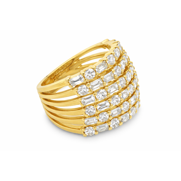 Lady’s 18K Yellow Gold Multi-Row Diamond Ring – 2.22 Carats Image 2 Mollys Jewelers Brooklyn, NY