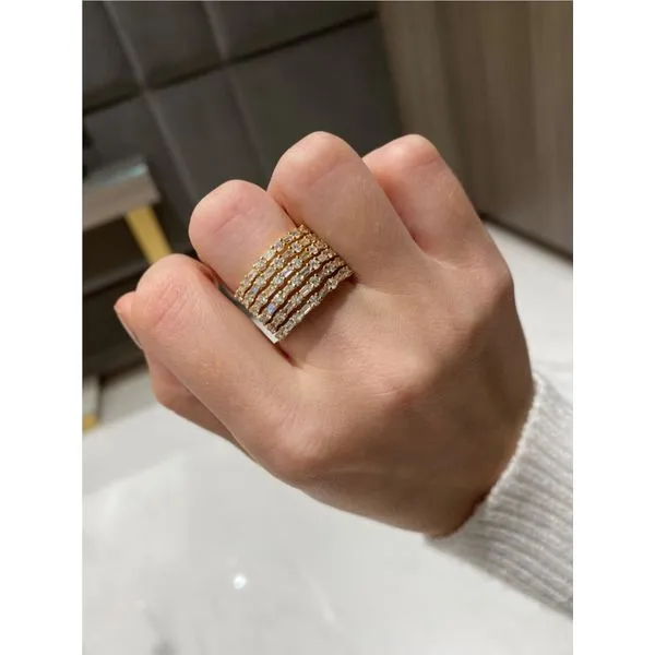 Lady’s 18K Yellow Gold Multi-Row Diamond Ring – 2.22 Carats Image 3 Mollys Jewelers Brooklyn, NY