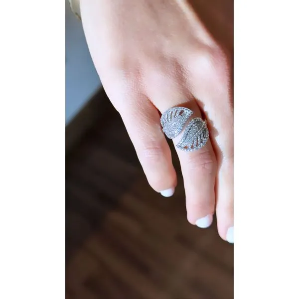 Sculpted Leaf Design 18Kt White Gold Diamond Ring – 1.10 Ct Image 3 Mollys Jewelers Brooklyn, NY