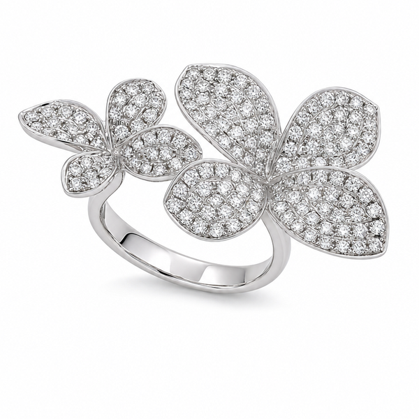Diamond Floral White Gold Ring Mollys Jewelers Brooklyn, NY