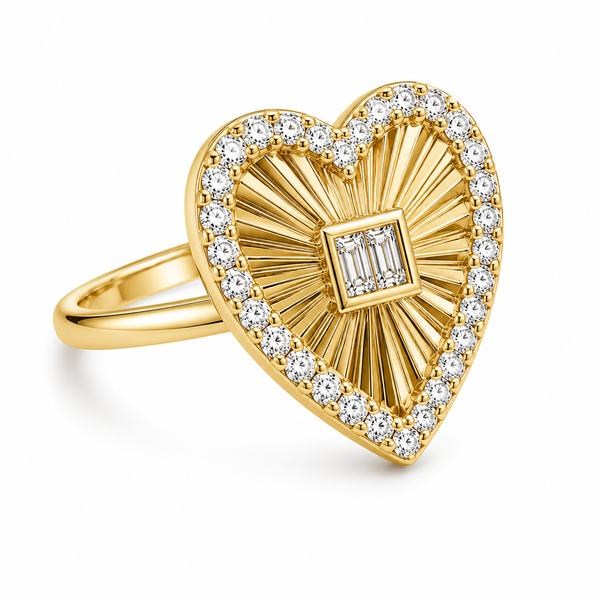 Radiant Heart Diamond Ring in Yellow Gold Mollys Jewelers Brooklyn, NY
