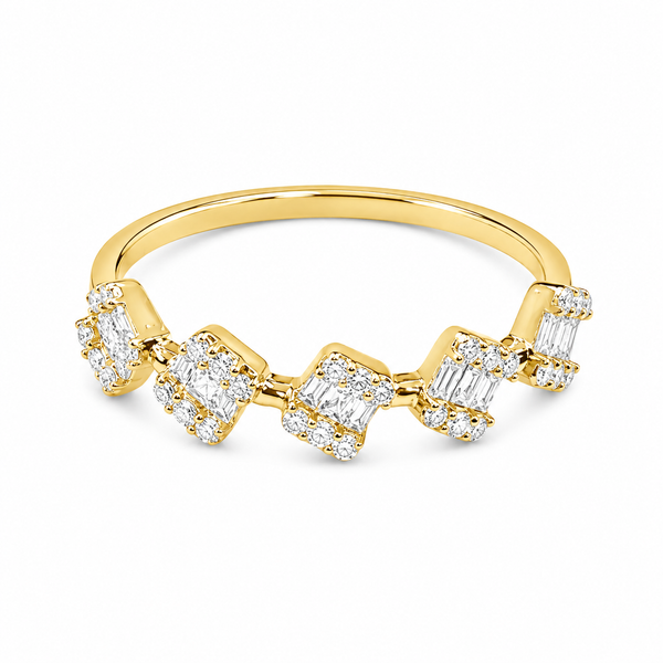 14K Yellow Gold Geometric Diamond Station Ring – 0.37 CTW Mollys Jewelers Brooklyn, NY