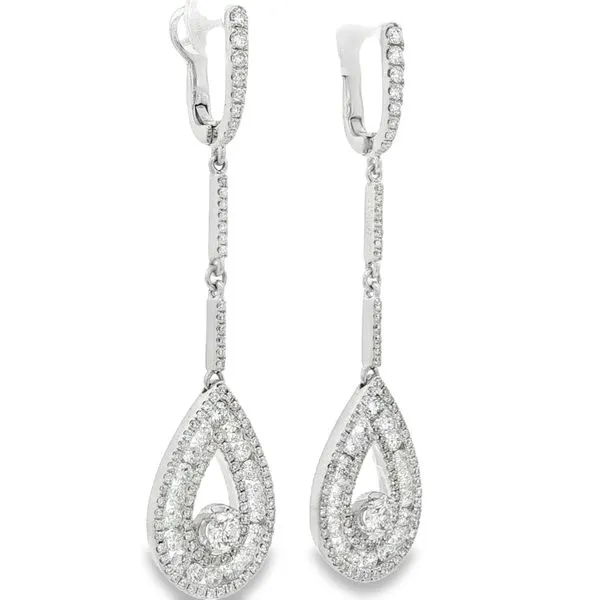 White Gold Diamond Linear Teardrop Earrings Liora 2.34ct – Elegant Long Drop Image 2 Mollys Jewelers Brooklyn, NY