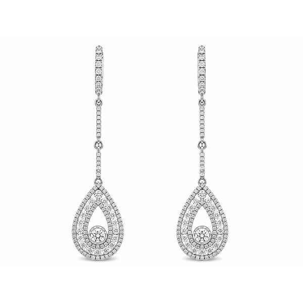 White Gold Diamond Linear Teardrop Earrings Liora 2.34ct – Elegant Long Drop Mollys Jewelers Brooklyn, NY
