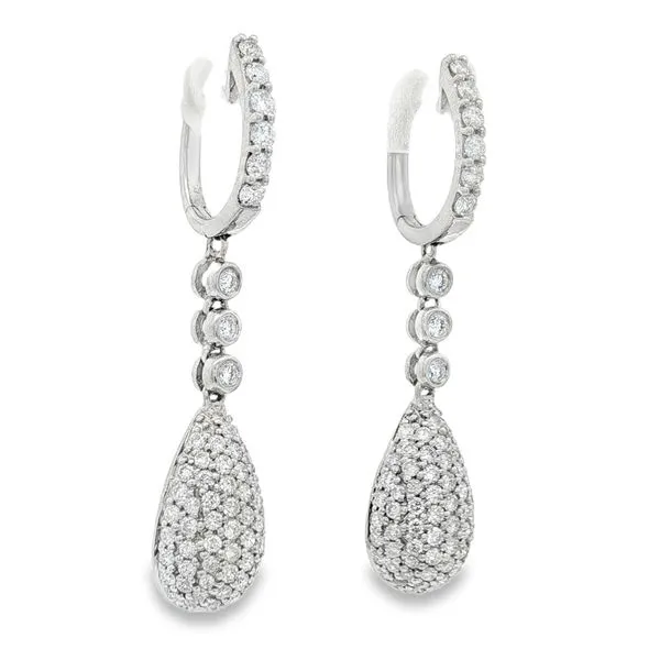 White Gold Diamond Earrings – Pave Drop Image 2 Mollys Jewelers Brooklyn, NY