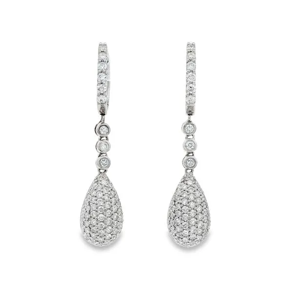 White Gold Diamond Earrings – Pave Drop Mollys Jewelers Brooklyn, NY