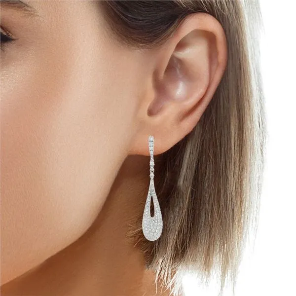 White Gold Diamond Earrings – Teardrop Image 2 Mollys Jewelers Brooklyn, NY