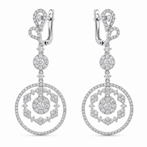 14K White Gold Diamond Drop Earrings – Art Deco Inspired Mollys Jewelers Brooklyn, NY