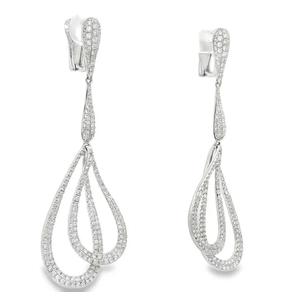White Gold Diamond Open Teardrop Earrings Seraphina 3.12ct – Long Pave Elegance Image 2 Mollys Jewelers Brooklyn, NY