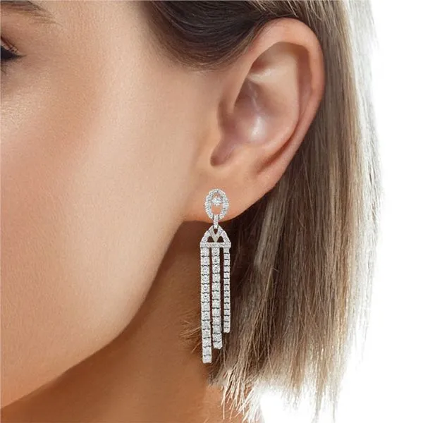 Diamond Fringe Earrings – White Gold Glamour Image 2 Mollys Jewelers Brooklyn, NY