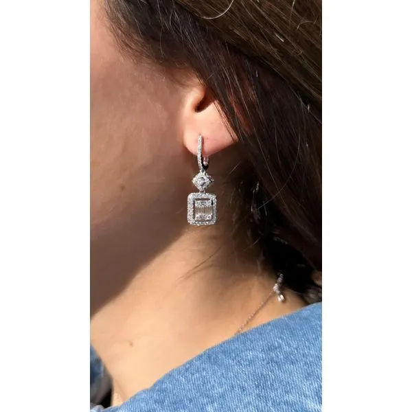 White Gold Diamond Drop Earrings Lumia 2.79ct – Elegant Baguette & Round Design Image 2 Mollys Jewelers Brooklyn, NY