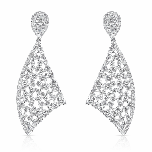 White Gold Diamond Fan Earrings – Arc 4.32ct Mollys Jewelers Brooklyn, NY