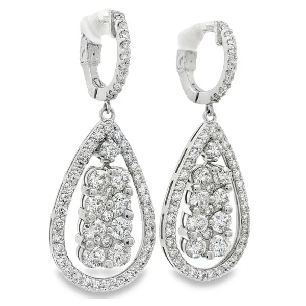 Diamond Teardrop Halo Earrings – White Gold Brilliance Image 2 Mollys Jewelers Brooklyn, NY