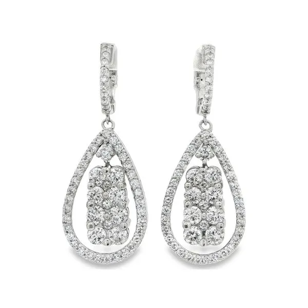 Diamond Teardrop Halo Earrings – White Gold Brilliance Mollys Jewelers Brooklyn, NY