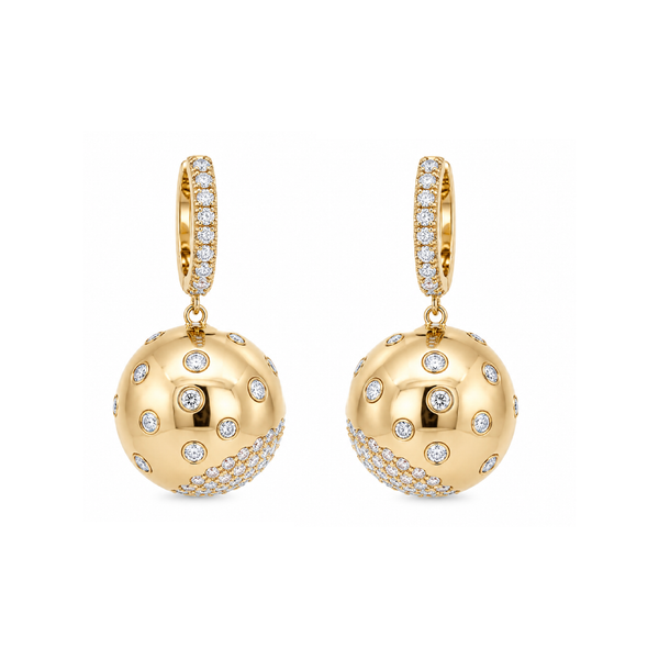 Yellow Gold Diamond Ball Drop Earrings – 2.43 Carats Mollys Jewelers Brooklyn, NY