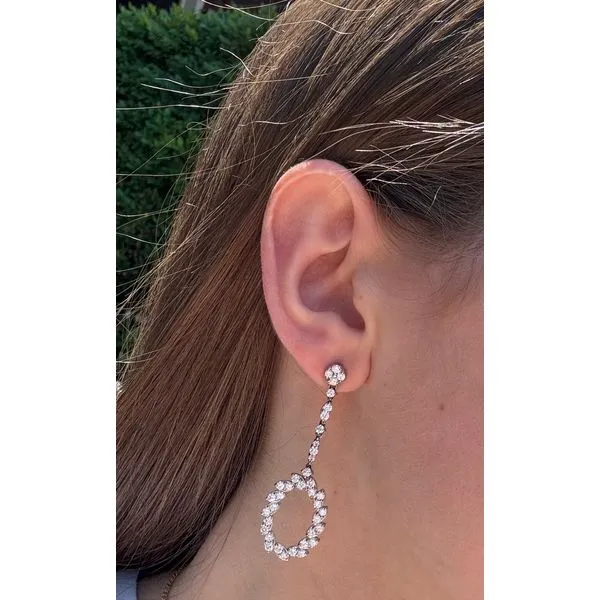 White Gold Lattice Diamond Earrings – Radiance Image 2 Mollys Jewelers Brooklyn, NY
