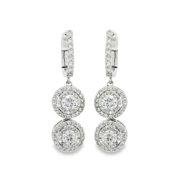 White Gold Diamond Double Halo Drop Earrings Celeste 2.0ct – Classic Round Brilliance Image 4 Mollys Jewelers Brooklyn, NY