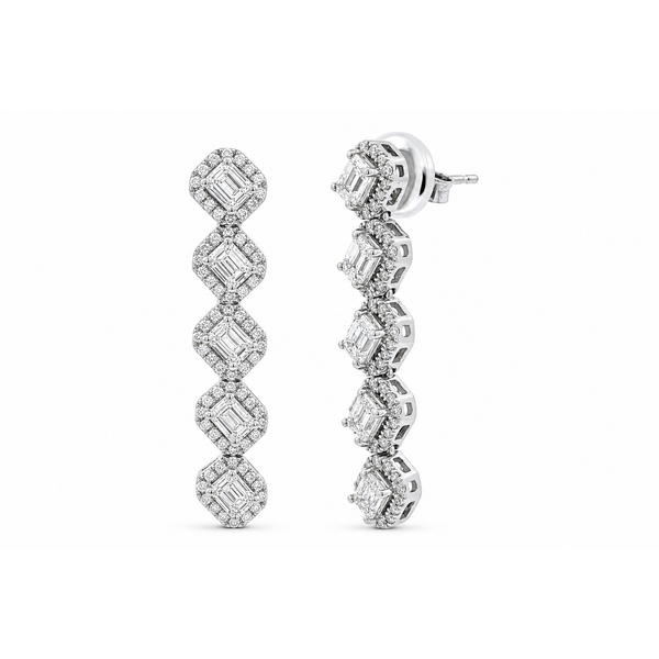 White Gold Diamond Drop Earrings – 3.16ct, 1.3