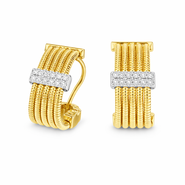 Lady’s White/Yellow Two Tone Gold Diamond Earrings – 0.18 CTW Mollys Jewelers Brooklyn, NY