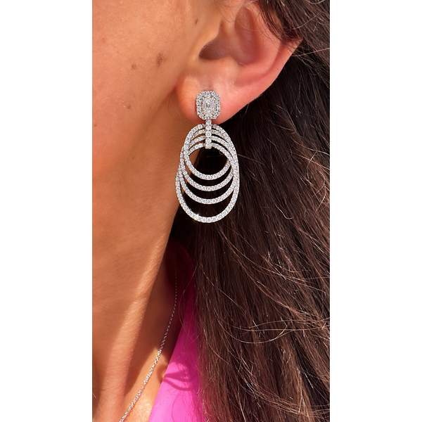Layered Oval Diamond Drop Earrings Image 2 Mollys Jewelers Brooklyn, NY