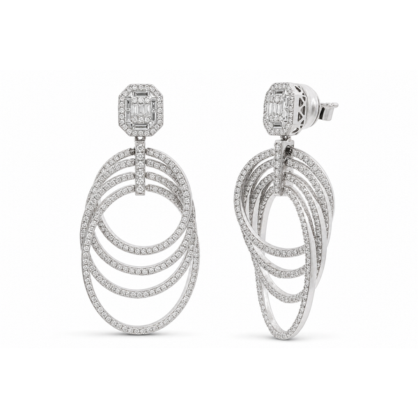Layered Oval Diamond Drop Earrings Mollys Jewelers Brooklyn, NY