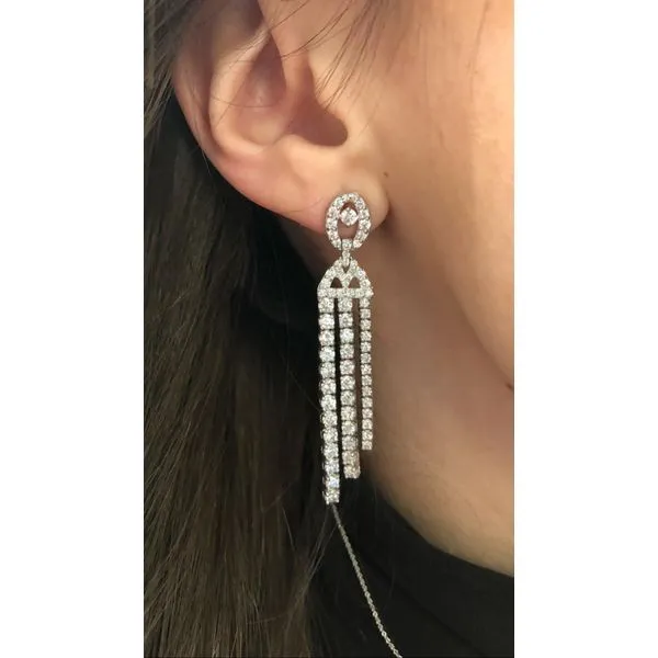 Diamond Fringe Earrings – White Gold Glamour Image 2 Mollys Jewelers Brooklyn, NY