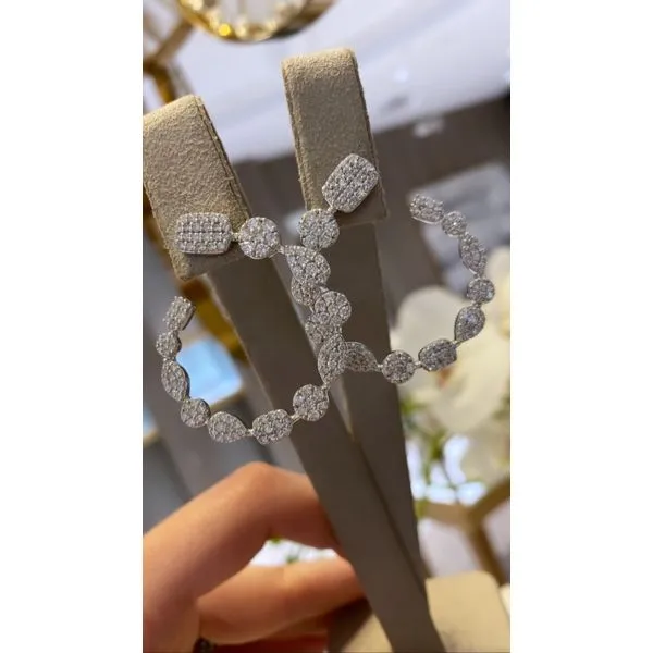 White Gold Diamond Hoop Earrings – 3.29ct Image 3 Mollys Jewelers Brooklyn, NY