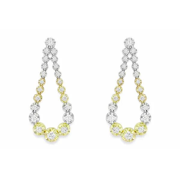 Two-Tone Diamond Teardrop Earrings – White & Yellow Gold Mollys Jewelers Brooklyn, NY