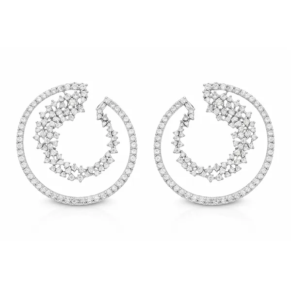 White Gold Diamond Swirl Hoop Earrings – 3.21ct, 1.5