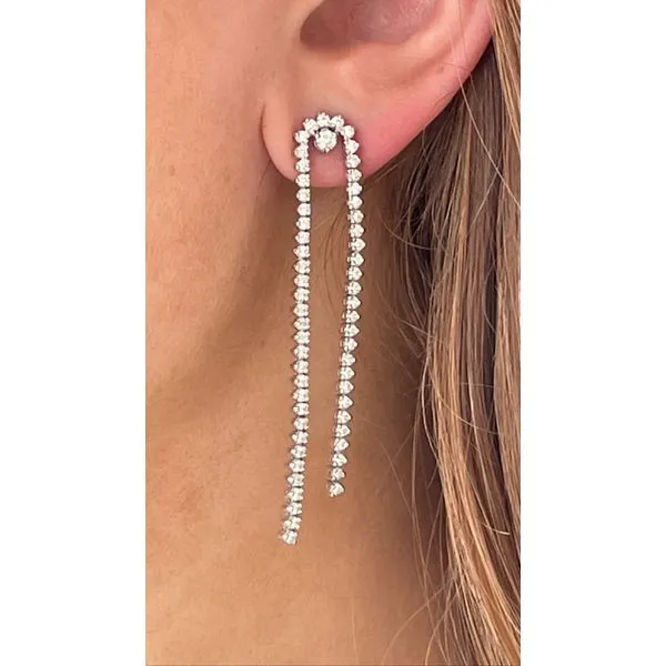 Diamond Drape Earrings – White Gold Linear Elegance Image 2 Mollys Jewelers Brooklyn, NY