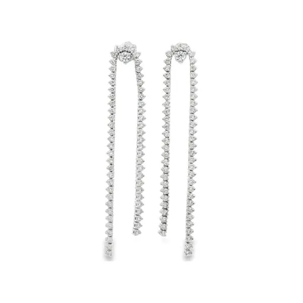 Diamond Drape Earrings – White Gold Linear Elegance Mollys Jewelers Brooklyn, NY