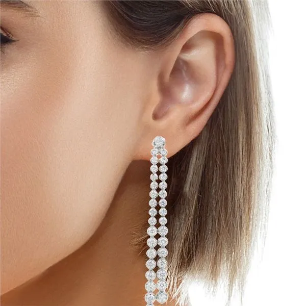White Gold LuxeLine Diamond Drop Earrings – 7.62ct Image 3 Mollys Jewelers Brooklyn, NY