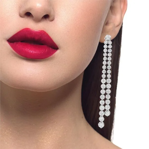 White Gold LuxeLine Diamond Drop Earrings – 7.62ct Image 4 Mollys Jewelers Brooklyn, NY