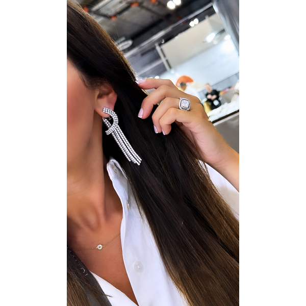 White Gold Cascade Diamond Statement Earrings 7.92ctw – 3