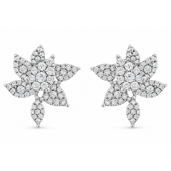 Diamond Floral Cluster Stud Earrings Mollys Jewelers Brooklyn, NY