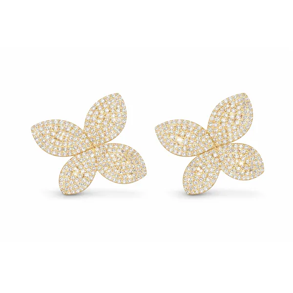 Diamond Flower Earrings In Yellow Gold Mollys Jewelers Brooklyn, NY