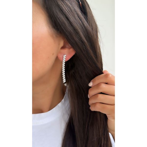 White Gold MarquiseLine Diamond Earrings – 2.8 Carats Image 3 Mollys Jewelers Brooklyn, NY