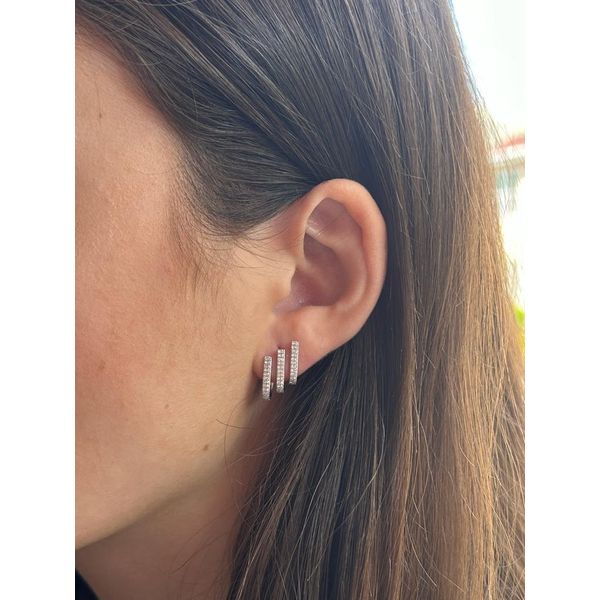 TripleBar Diamond Earrings in White Gold Image 2 Mollys Jewelers Brooklyn, NY