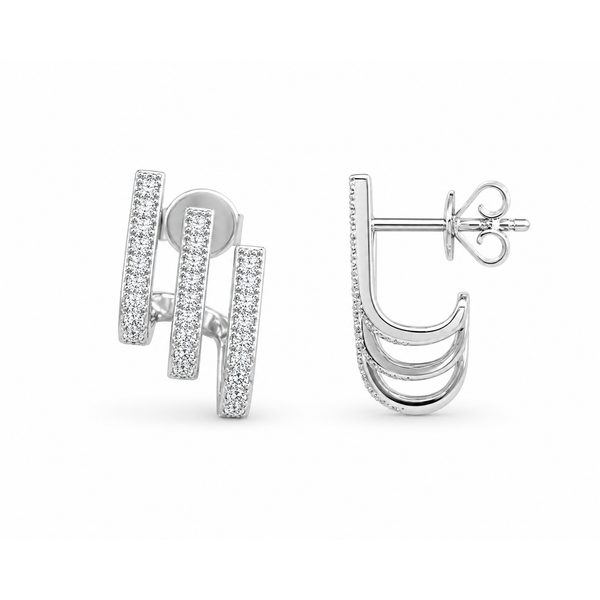 TripleBar Diamond Earrings in White Gold Mollys Jewelers Brooklyn, NY